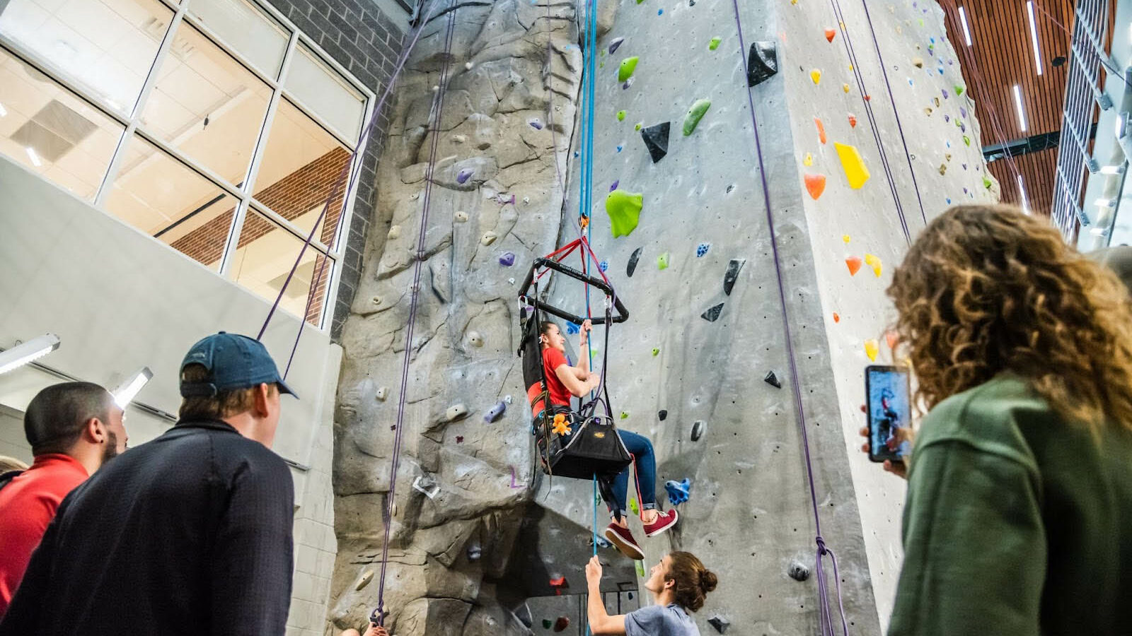 Adaptive rock climbing at UNCG's Recreation and Wellness center